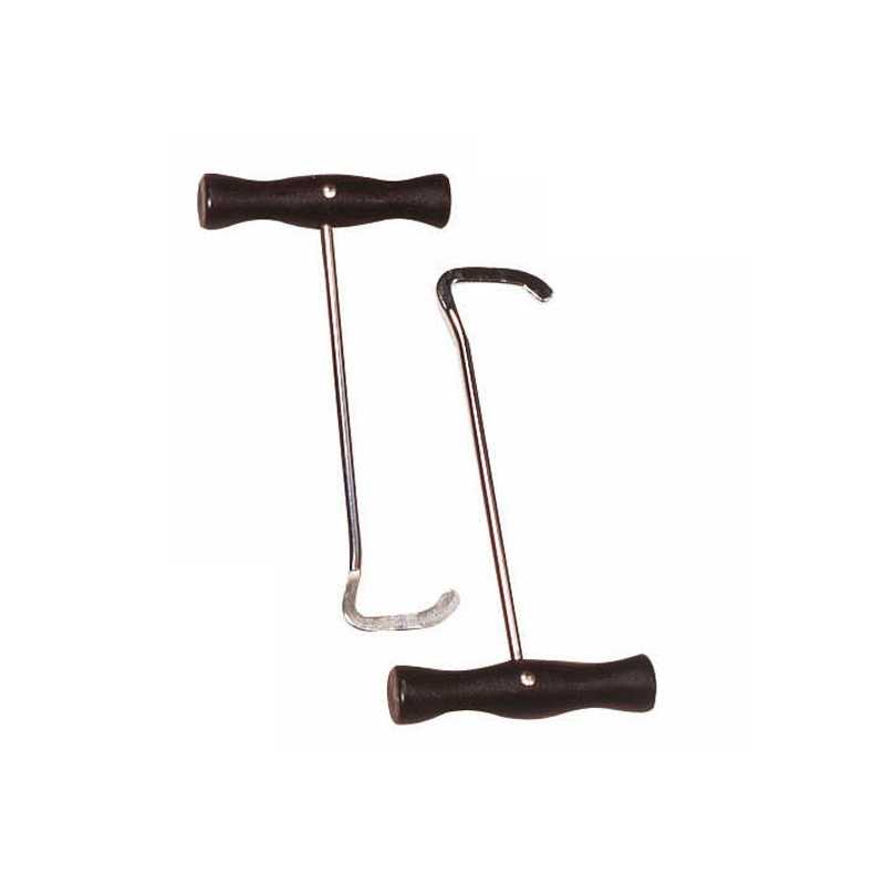 Par de ferramentas com cabos pretos e hastes metálicas curvas