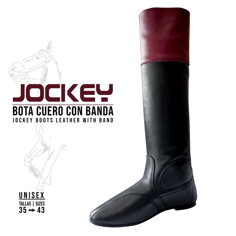 BOTA JOCKEY COURO C/BARRA