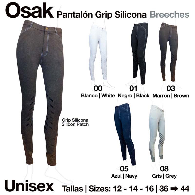 Calças grip silicone Osak em várias cores e tamanhos, unissexo