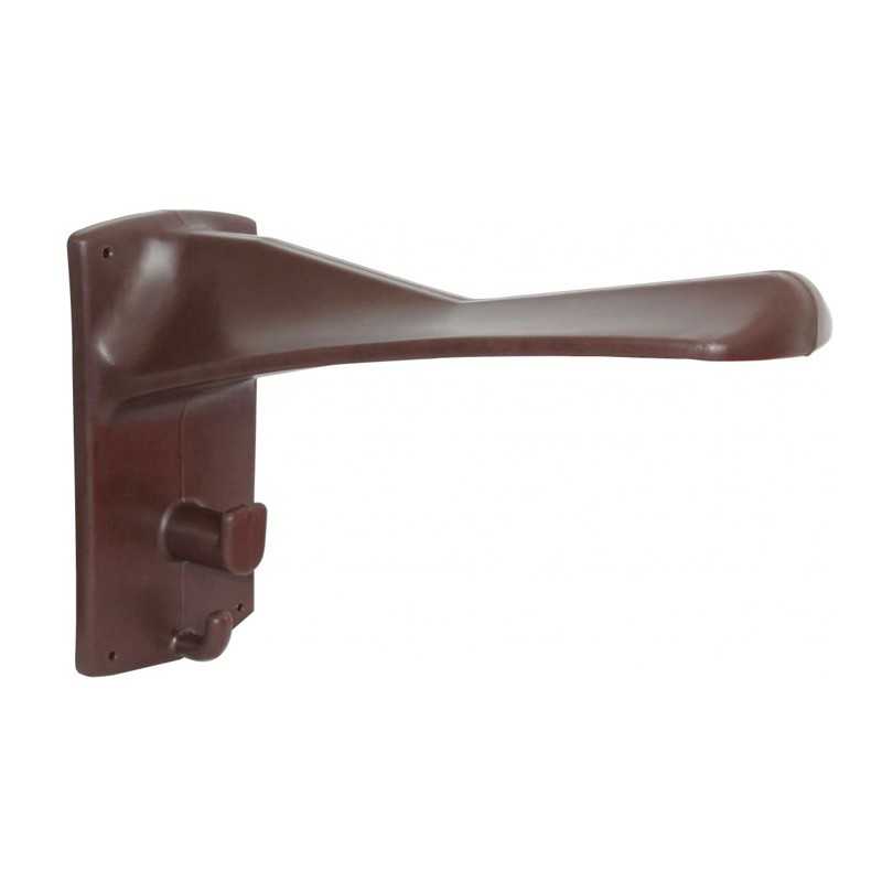 Suporte de prateleira de metal castanho sobre fundo branco