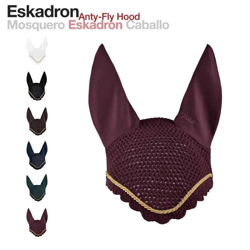 Protector auricular para cavalos Eskadron em malha cor vinho com bordado