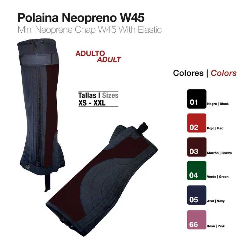 Polainas de neopreno W45 em várias cores e tamanhos para adultos