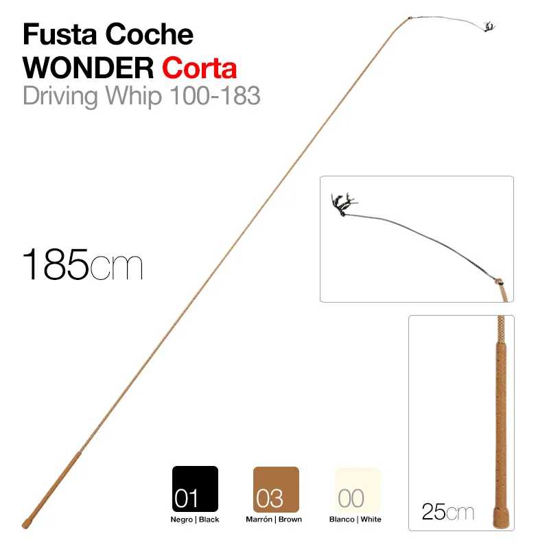Fusta para condução de cavalos com cabo castanho e 185 cm de comprimento