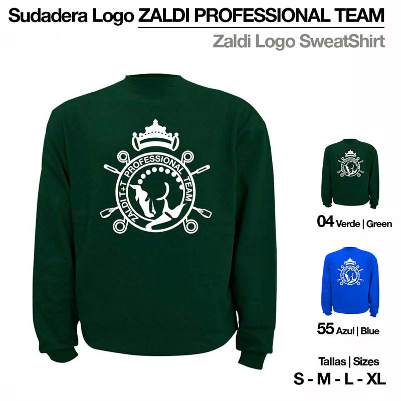 Sweatshirt ZALDI PROFESSIONAL TEAM em verde e azul com logo branco
