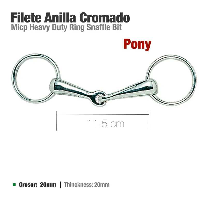 Bocado de anilha cromado para cavalo com dimensões 11,5 cm por 20 mm