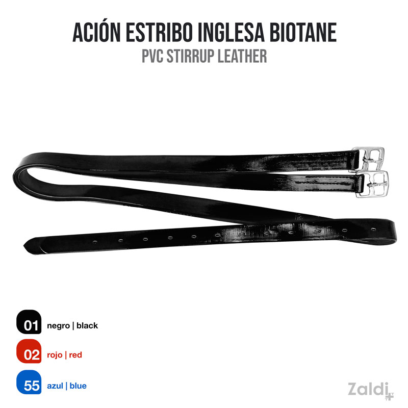 Cinta para estribo inglesa Biotane preta com fivela metálica