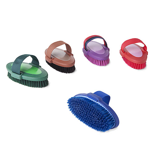 Conjunto de escovas de mão coloridas com cerdas sintéticas e pega em elástico ou rígida