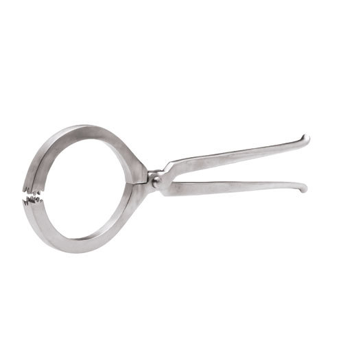 Alicate de metal circular com alças retas em fundo branco