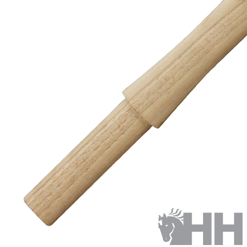 Pega de madeira clara em duas partes encaixadas com logótipo HH