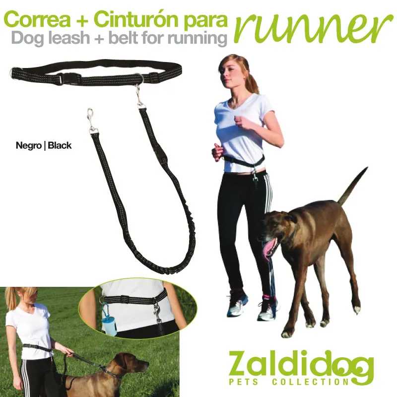 CÃO TRELA + CINTO PARA CORRIDA