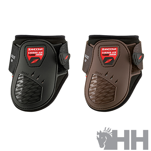 Proteções de casco Zancona Carbon Air em preto e castanho para cavalos