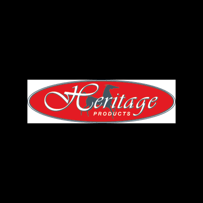 Logótipo oval Heritage PRODUCTS em fundo vermelho