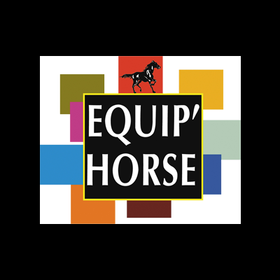 Logótipo colorido Equip' Horse com cavalo e blocos coloridos