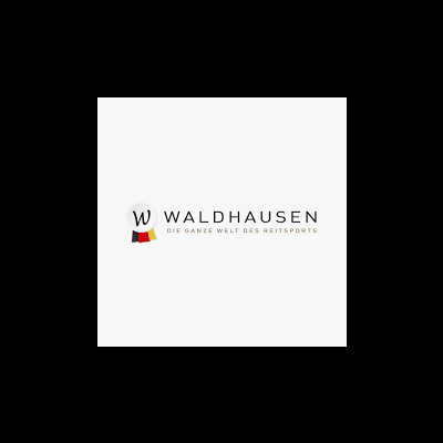 Logótipo da marca Waldhausen com texto e cores preto, vermelho e amarelo