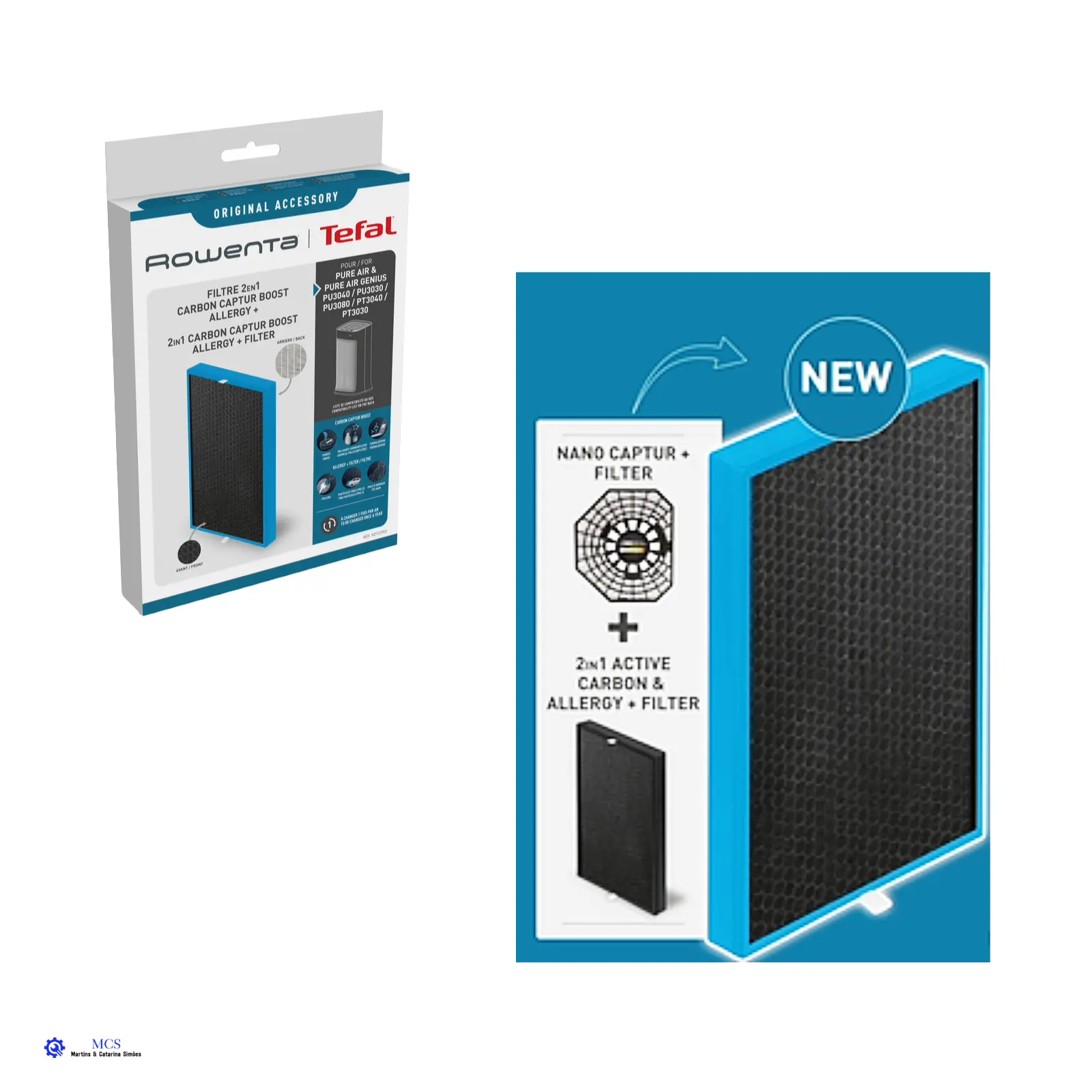 Filtro Rowenta XD7231 | 2 em 1 Allergy+ & Carbon Captur para Pure Air