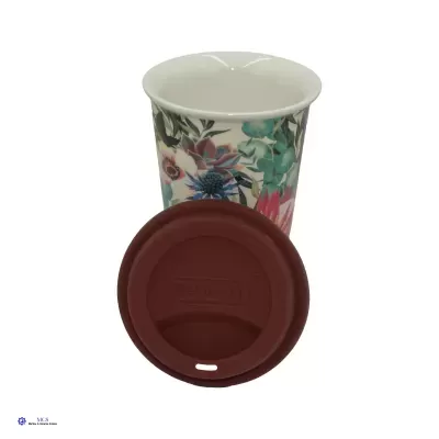 Chávena Térmica De’Longhi em Cerâmica de Parede Dupla – 300 ml com Tampa em Silicone