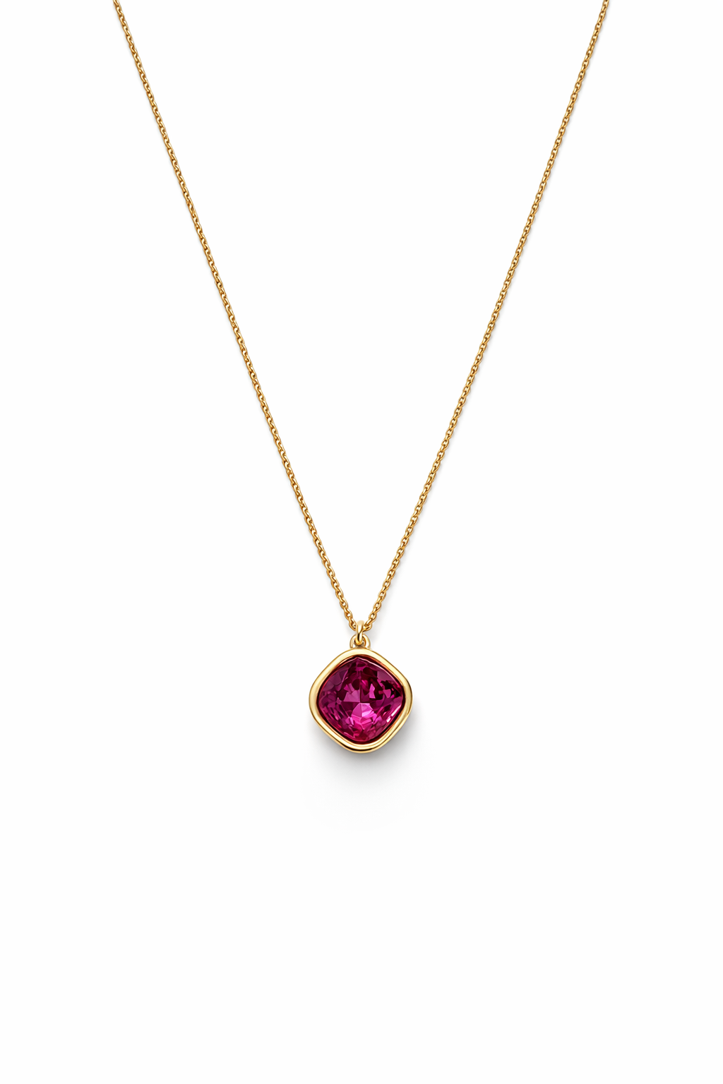 Colar com pedra preciosa rosa em ouro