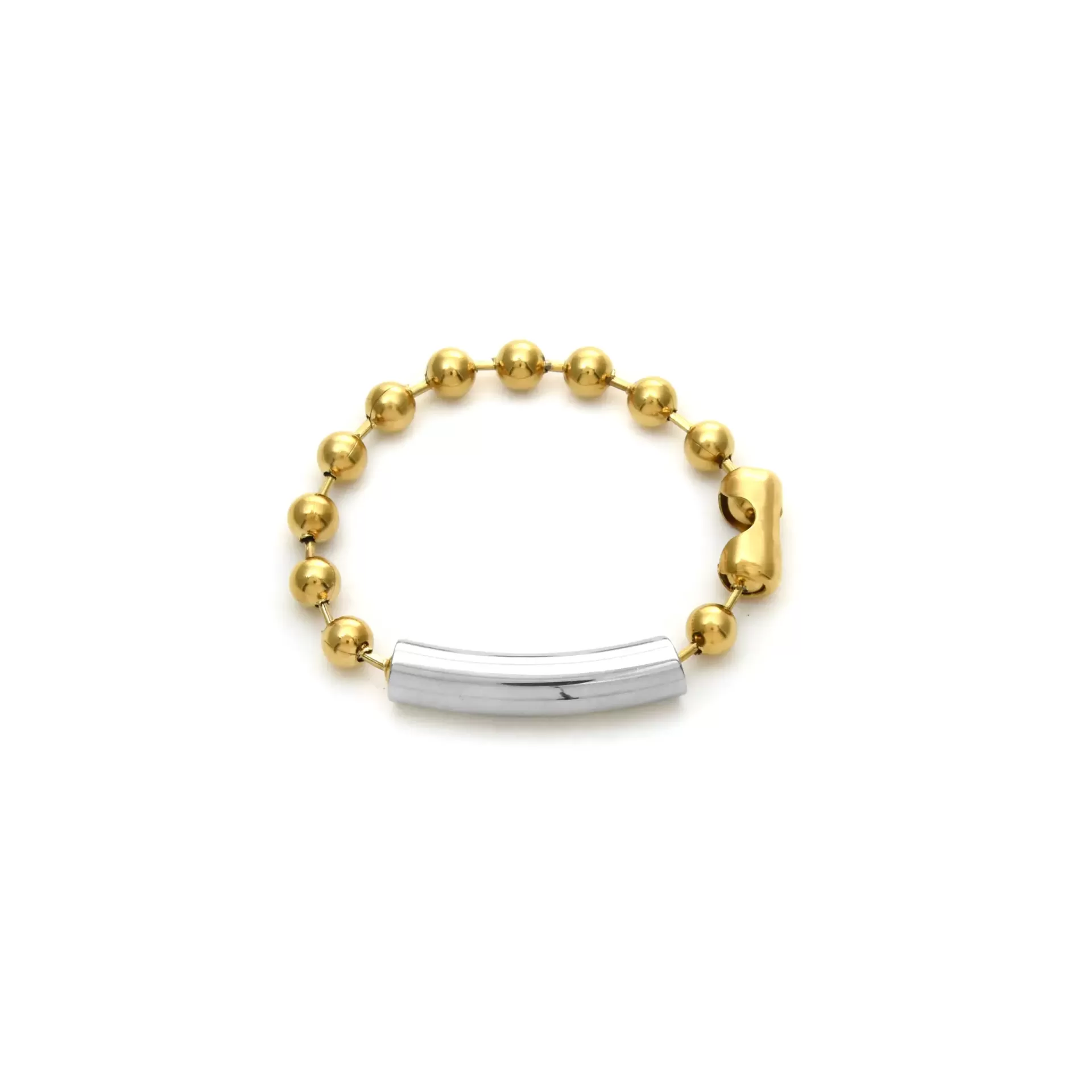 Pulseira Bolas Douradas com Barra Prateada