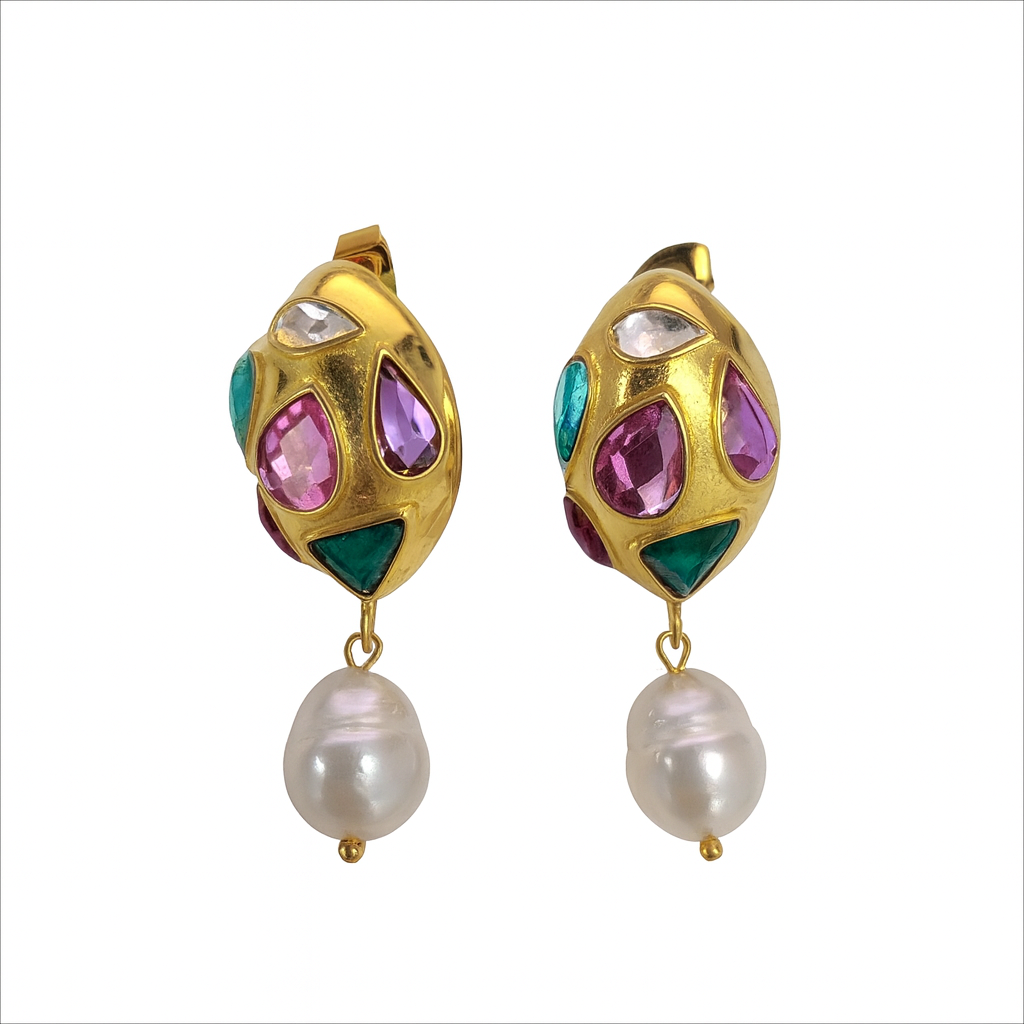 Brincos Royal Gems & Pearl