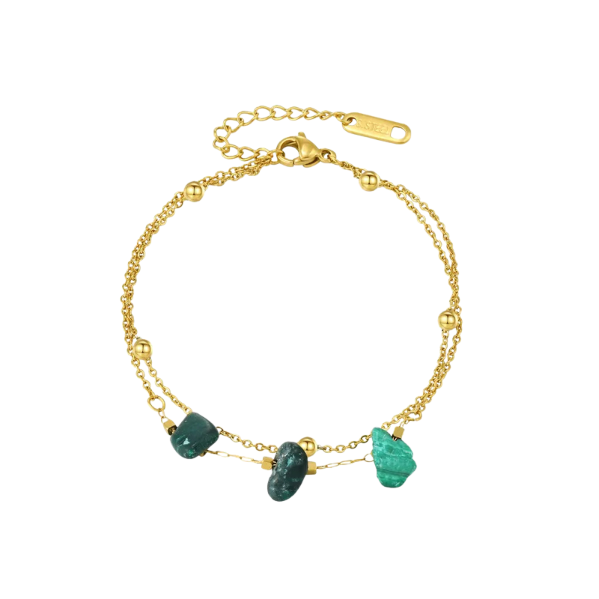 Pulseira Dourada com Pedras Verdes