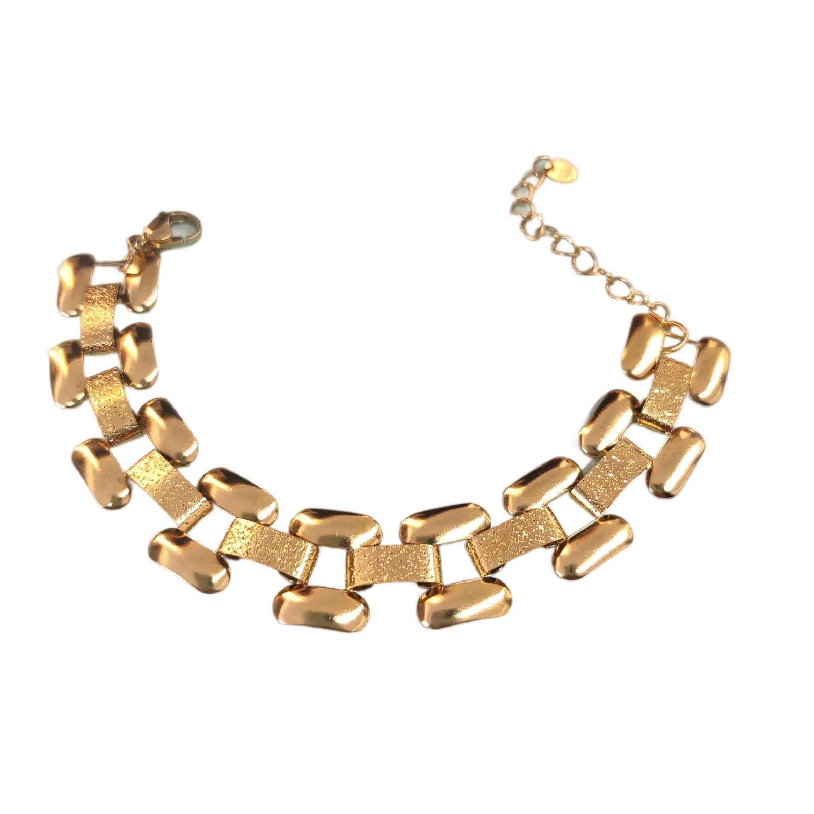 Pulseira Dourada com Textura Contrastante