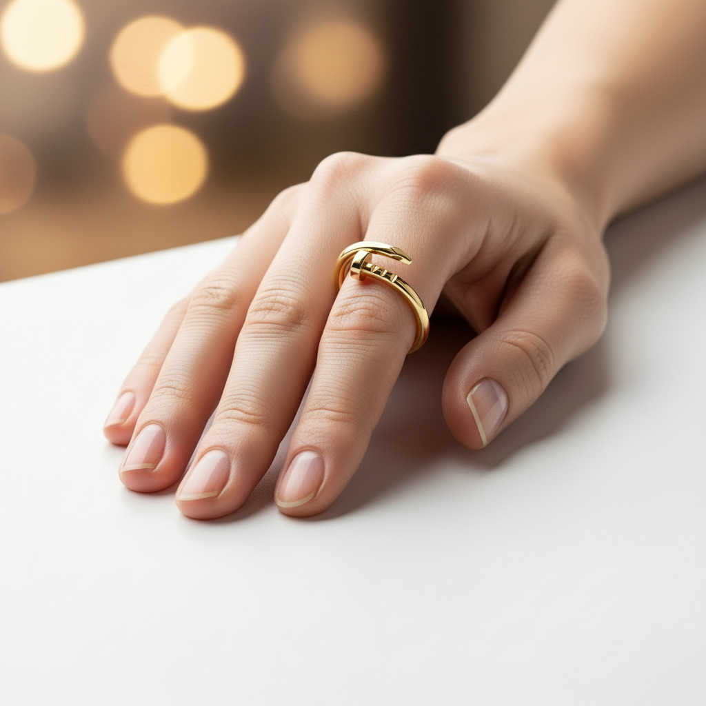 Anel dourado estilo prego