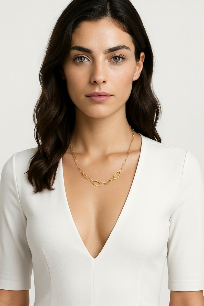 Colar Elo Martelado Oval