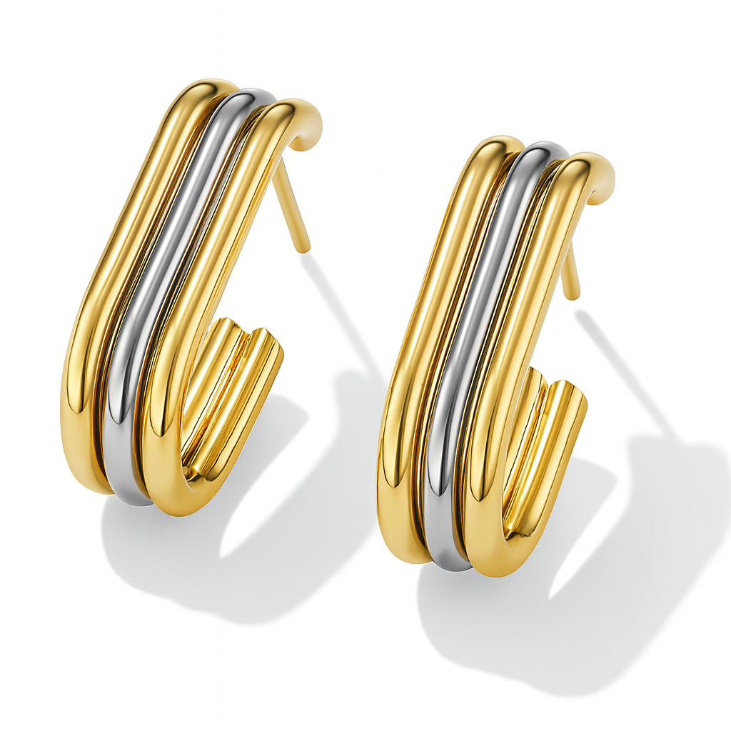 Brincos Duo Arc Gold & Silver