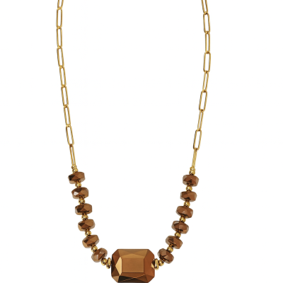Colar Bronze Facetado