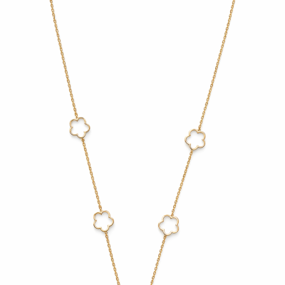 Colar fino dourado com pendentes em forma de flor