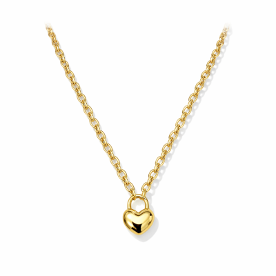 Colar dourado com pendente em forma de coração