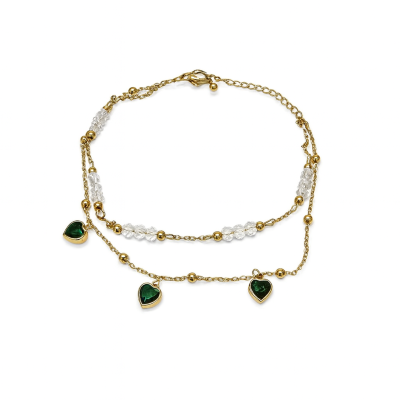 Pulseira Duo Corações Verdes