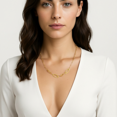 Colar Elo Martelado Oval