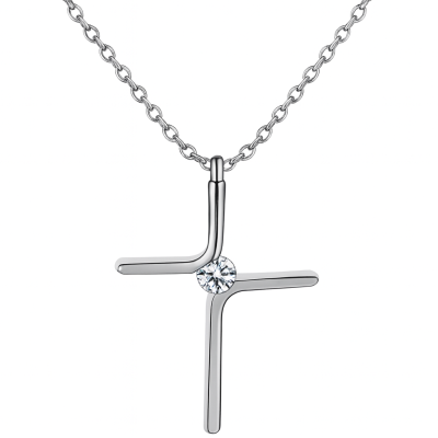 Colar Cruz Minimalista com Cristal