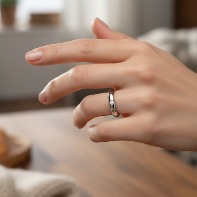 Anel prateado com pedras brilhantes