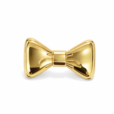 Laço dourado metálico brilhante com detalhe central