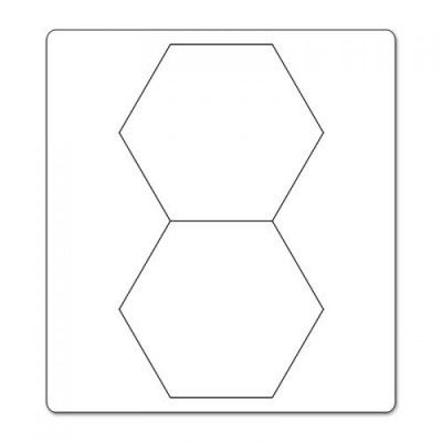 Desenho de duas formas hexagonais conectadas sobre fundo branco