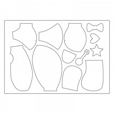 Conjunto de moldes de recorte em várias formas simples em fundo branco