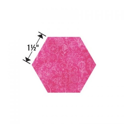 Pedaço hexagonal de tecido cor-de-rosa com padrão floral branco