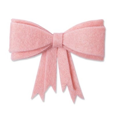 Laço cor-de-rosa em feltro com três pontas inferiores serrilhadas