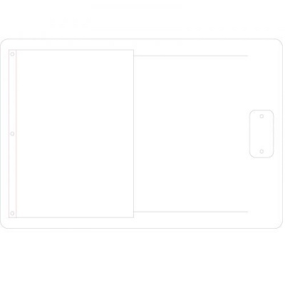 Folha de notebook branca com furos numa superfície branca