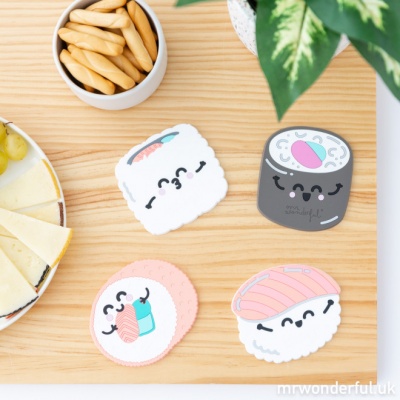 SET DE QUATRO BASES PARA COPOS COM BOAS VIBRAÇÕES - SUSHI