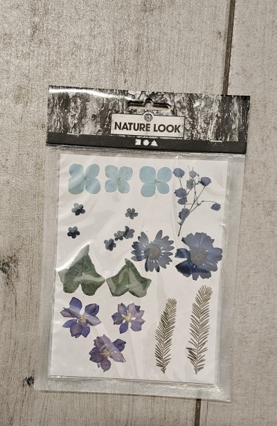 Flores desidratadas tom azul e violeta