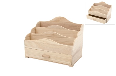 Caixa com 3 divisórias e gaveta