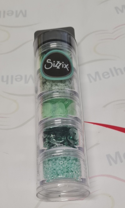 Conjunto Pérolas e Lantejoulas Chá verde