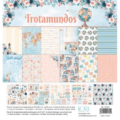Bloco 16 Papéis | 12x12 | Trotamundos | Kora Projects
