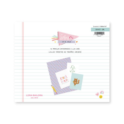 Bloco 36 Papéis  | Baby M va al cole | Lora Bailora