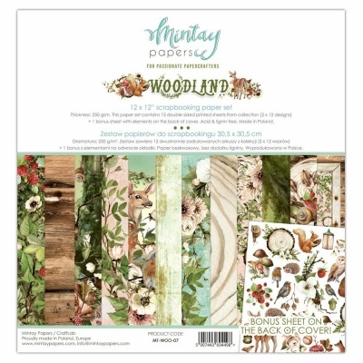 Bloco 12 Papéis 12x12 | Woodland | Mintay