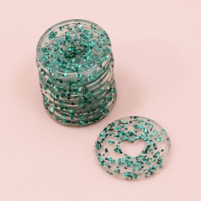 Anilhas Disco Glitter Turquesa | M | Encadernação