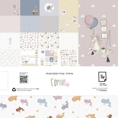 Bloco 16 Papéis | 12x12 | Cornei | Mandarina&Lima